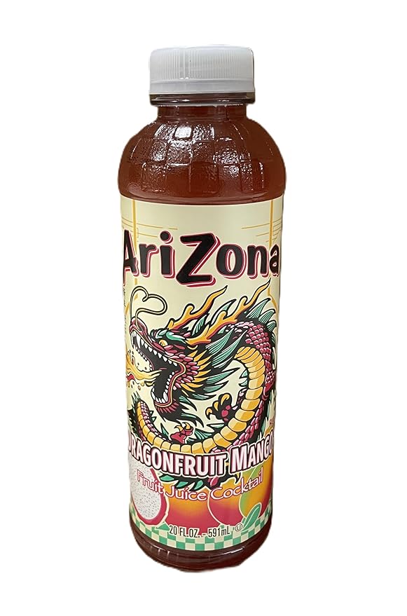Arizona Dragon Fruit Mango Fruit Juice Cocktail 100% Natural No Artificial Colors or Flavors 20 Fl Oz Bottles 24 Pack