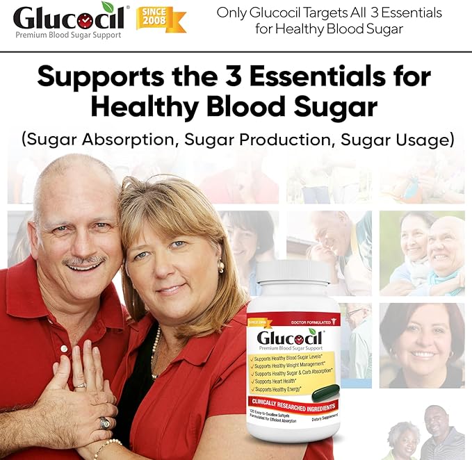 Glucocil – Softgels - Premium Blood Sugar Support - Over 2 Million Bottles Sold - Supports The 3 Essentials for Healthy Blood Sugar - Since 2008 with Berberine Proprietary Mulberry Leaf and More