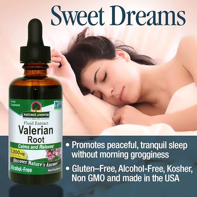 Nature's Answer Valerian Root 2 Ounce Extract - Alcohol-Free Gluten Free Kosher Non-GMO Made in USA - Calming &amp Relaxation Support - Valerian Root for Sleep Rest Aid