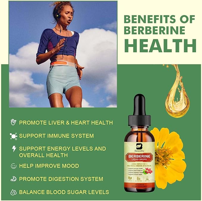 Berberine Supplement with Ceylon Cinnamon - Berberine Liquid Drops with Turmeric Curcumin Ceylon Cinnamon Bitter Melon Berberine Phytosome for Digestion System Immune Health Support -Vegetarian