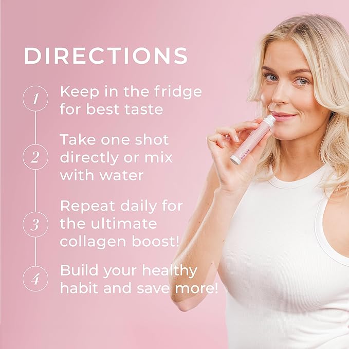 Swedish Collagen Deluxe | 12500 mg Hydrolyzed Marine Collagen Liquid Supplement - 20 x 25 ml Daily Shots | Hyaluronic Acid Biotin and Vitamin C for Healthy Hair Skin Nails and Joints | Sugar-Free