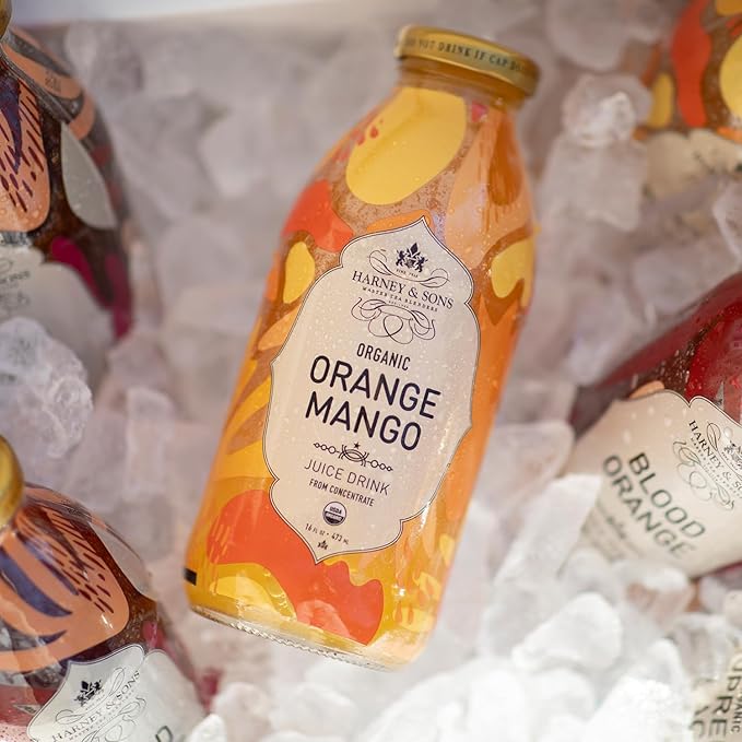 Harney &amp Sons Organic Orange Mango Juice Drink Glass Bottles 16 Fl Oz (Pack of 12)