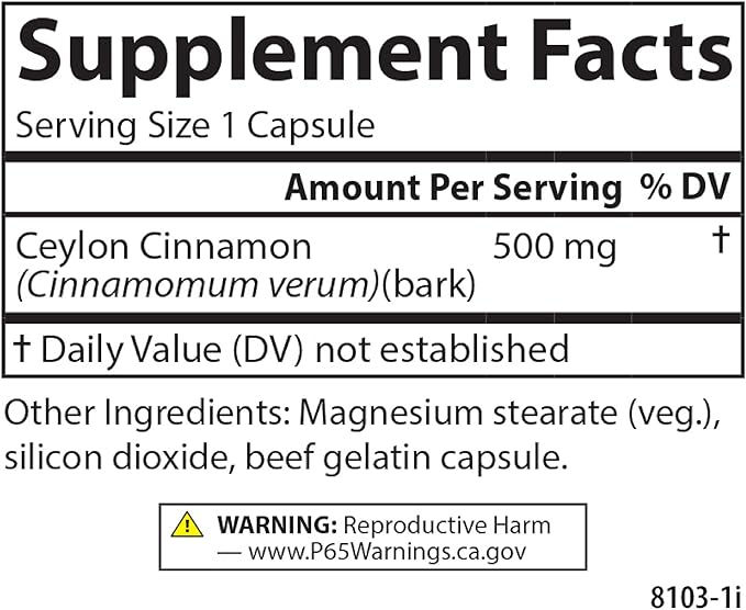 Carlson - Ceylon Cinnamon Cinnamon Supplements 500 mg Cinnamon Extract Pills Ceylon Cinnamon Capsules 180 capsules