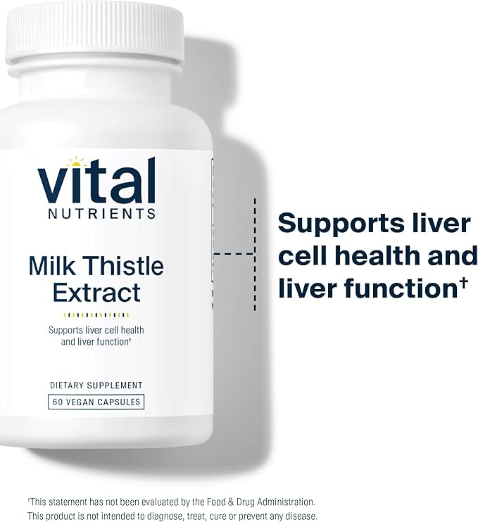 Vital Nutrients Milk Thistle Extract 250mg - Vegan Milk Thistle Supplement for Liver Function &amp Detox - Antioxidant Support for Glutathione Production - Gluten Dairy Soy Free - Non-GMO - 60 Caps