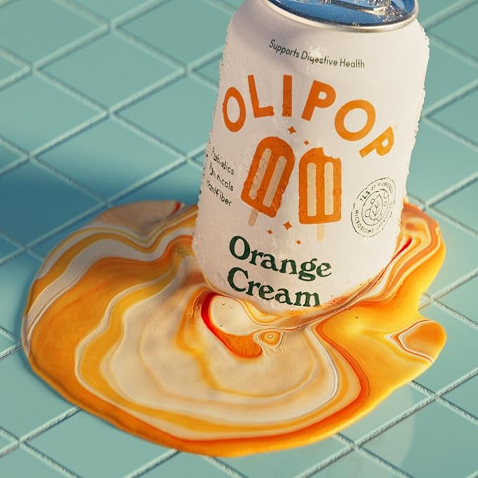 OLIPOP Prebiotic Soda Pop Orange Cream A New Kind of Soda Packed with Prebiotics Fiber and Botanicals Gluten Free GMO Free 12oz (12-Cans)