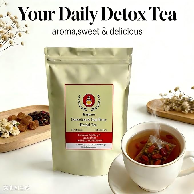 Dandelion Root &amp Goji berry Jujube Dates Tea- Detox Tea for Kidney &amp Liver cleanse detox &amp repair-Dandelion Wolfberry TeaChinese Herbal Tea for WellnessCaffeine FreeOrganic(30Tea Bags/