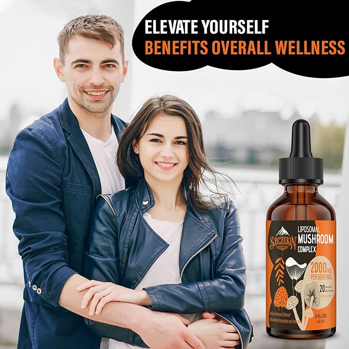 Liposomal Mushroom Complex Drops 2000 MG - 20 Organic Mushroom Extracts - Advanced Liquid Formula for Immunity Cognitive and Memory - Lions Mane Supplement Reishi Cordyceps Chaga 60 Servings