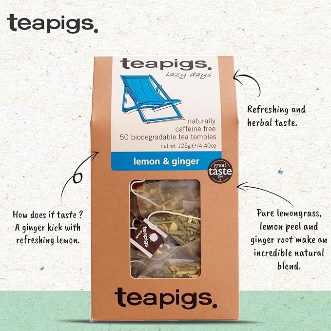 Teapigs Lemon &amp Ginger Tea 50 Templess