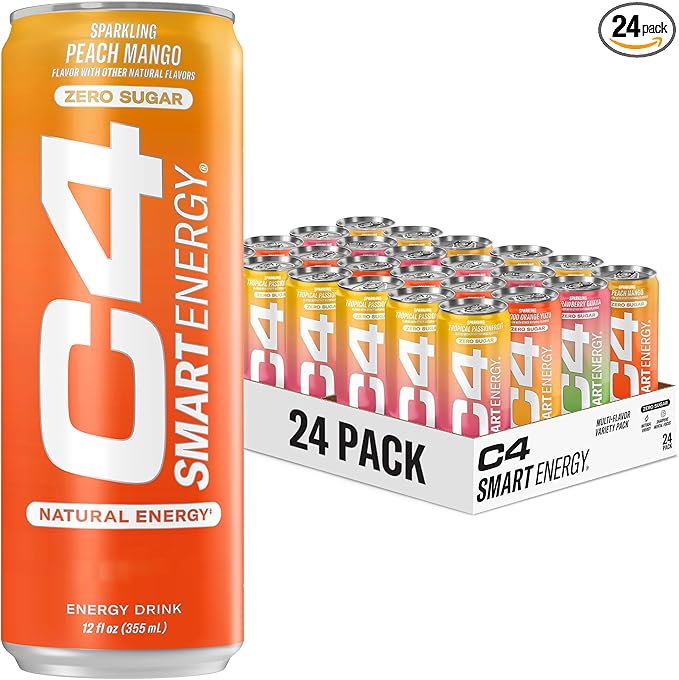 C4 Smart Energy Drinks Variety Pack Sugar Free | Performance Fuel | Nootropic Brain Booster | Coffee Alternative | 4 Flavor Tropical Oasis