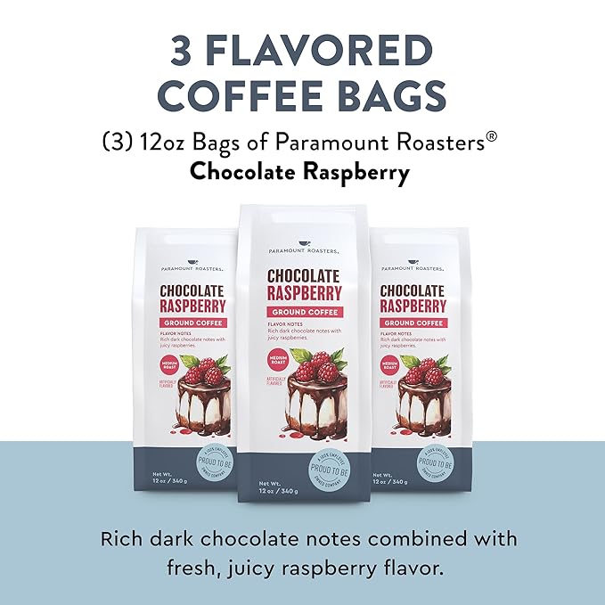 Paramount Roasters Chocolate Raspberry Ground Coffee 12 oz Pack of 3