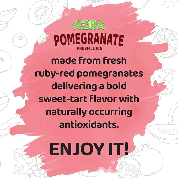 AZRA 100% Pomegranate Juice – 500ml Cans Healthy Drinks Variety Pack – Sugar Free Juice Pure Pomegranate Extract Beverages – Zero Sugar Drinks for Kids and Adults – 100% Juice 12 Pack