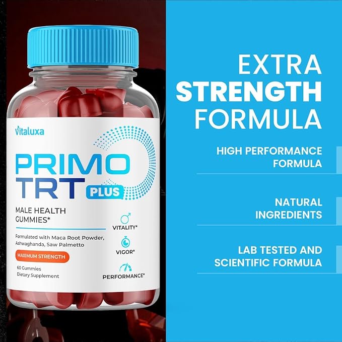(2 Pack) Primo TRT Gummies Primo TRT Advanced Performance Blend Supplement PrimoTRT Try Prime Gomitas Maximum Strength for Males Support for Overall Health Wellness All Natural Ingredients (120 Ct)