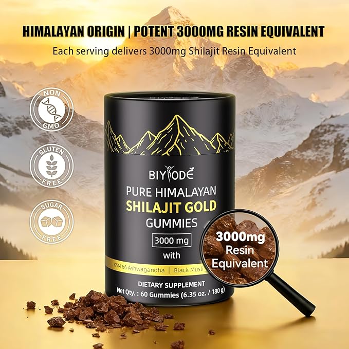 Shilajit Gummies: Pure Shilajit Himalayan Rich in Ashwagandha Gaulshura Fulvic Acid 85 Micronutrients Suitable for Men and Women No Added Sugar