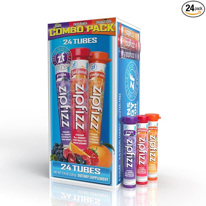 Zipfizz Energy Drink Mix Electrolyte Hydration Powder with B12 and Multi Vitamin Combo Pack (24 Pack)