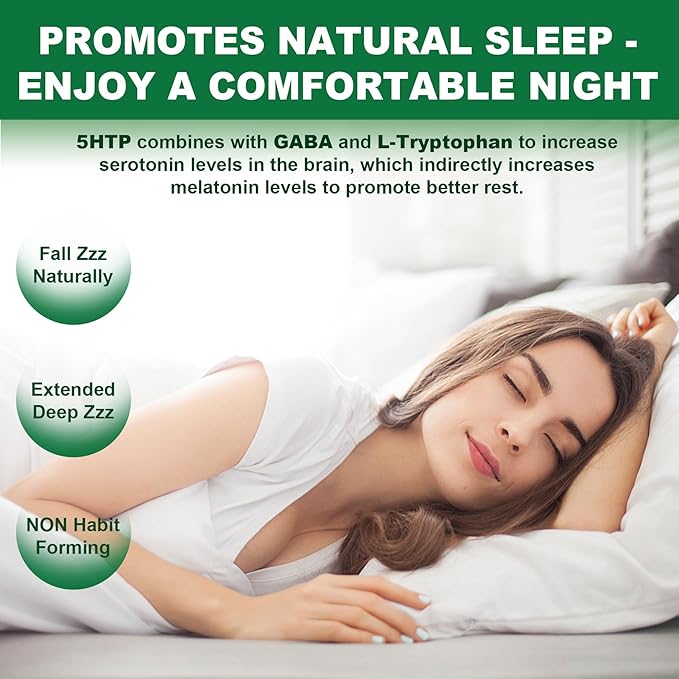 5-HTP 400MG Gummies + GABA - Melatonin Free - Relaxation Gummies with Banana Extract L-Theanine Turmeric L-Tryptophan D3 for Healthy Rest Cycle Circadian Rhythm Brain &amp Muscle Relax Pack of