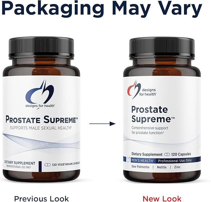 Designs for Health Saw Palmetto Prostate Supplement for Men - Prostate Supreme with Saw Palmetto DIM Vitamins Nettle Zinc + Chrysin - Non-GMO Soy Free (120 Capsules)