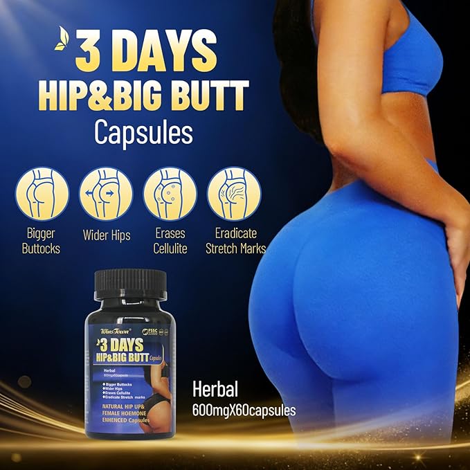 3 Days Hip &amp Big Butt Capsules Natural Hip Up &amp Female Hoemone Enhenced Herbal Supplements 60 Count