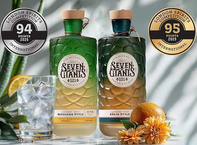 Seven Giants Reposado Style Tequila Alternative | Non Alcoholic Tequila | Premium Non Alcoholic Spirits by Spirits of Virtue | Imported by Think Distributors (700ml)