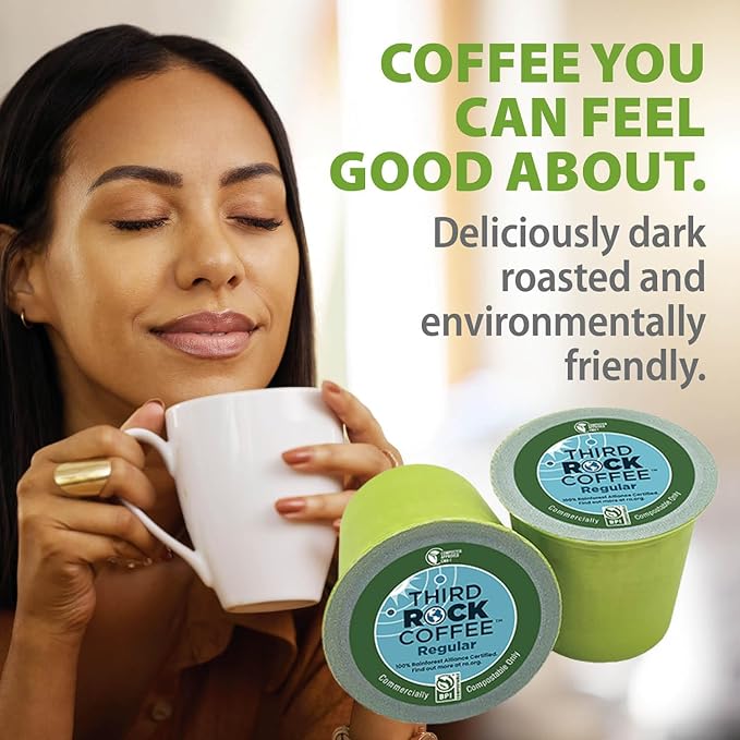 Third Rock Dark Roast Compostable Coffee Pods – 80 Count – 100% Rainforest Alliance Certified Coffee