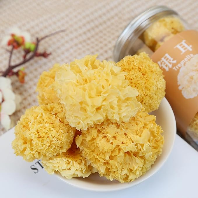 White Snow Fungus Mushroom Rootless Dried Snow Fungus Tremella Fuciformis Mushroom Unbleached No Additives Sulfur Free 银耳 去根白银耳 特级雪银耳 4.23oz / 120g