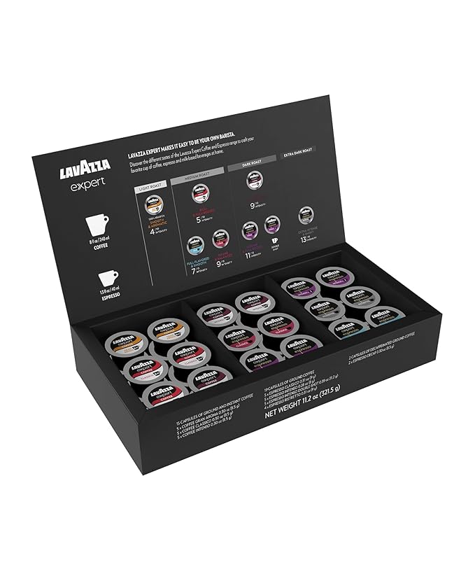 Lavazza Expert Variety Pack Contains Light Medium and Dark Roast Espresso and Coffee Capsules Compatible with Lavazza Classy Machines (36 Capsules)