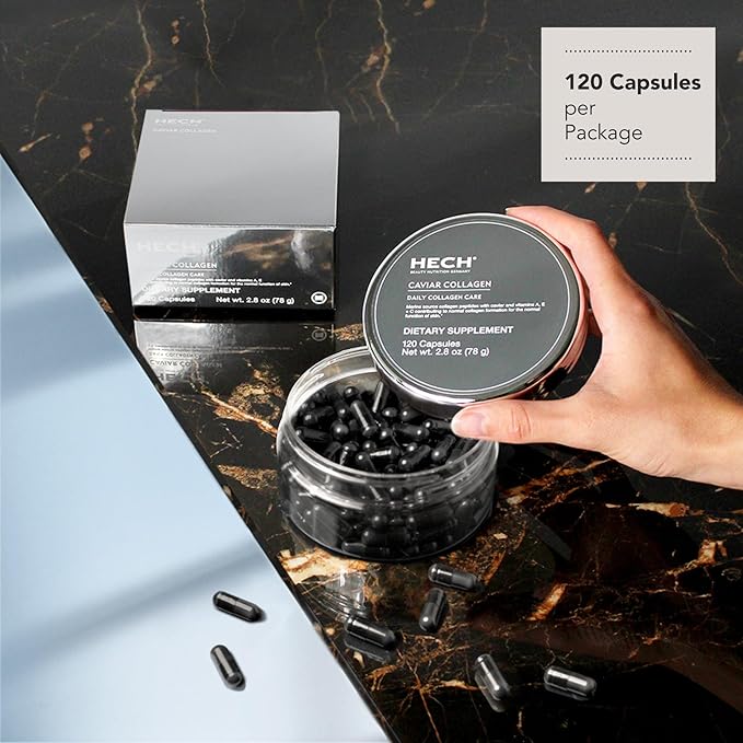 Caviar Collagen Capsules - Beauty Supplement with 2000 mg Marine Collagen Peptides Caviar Extract and Vitamin Complex