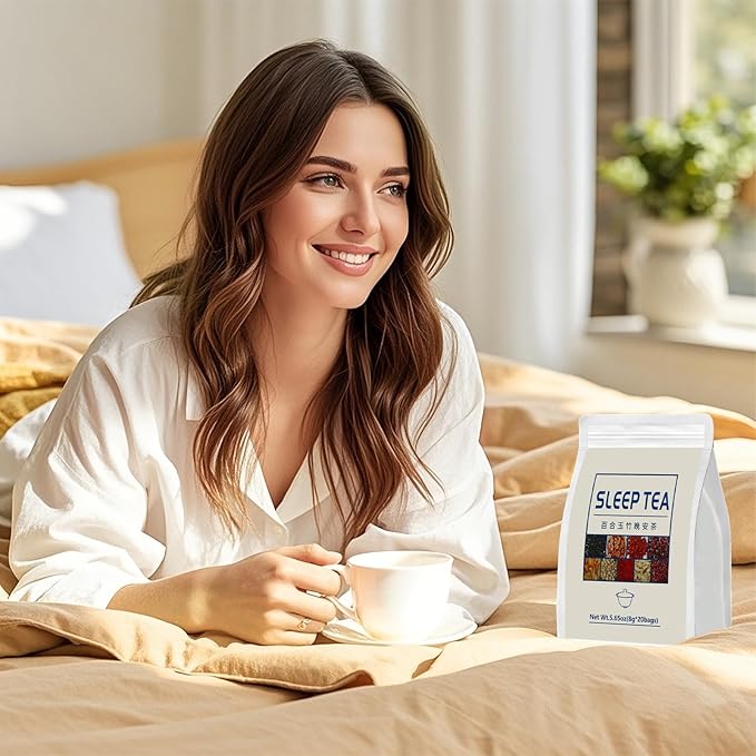 Sleep Herbal Tea - Night Time Tea for Bedtime - 20 Tea Bags with Mulberry Red Date Gardenia Red Rose Jade Bamboo Lotus Seed Goji Berry Lily Semen Ziziphi - Natural Night Sleeping Tea
