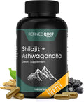 Shilajit for Men 1000mg &amp Ashwagandha Supplements 500mg (180 Capsules) - (20% Fulvic Acid Supplement) - Shilajit for Women