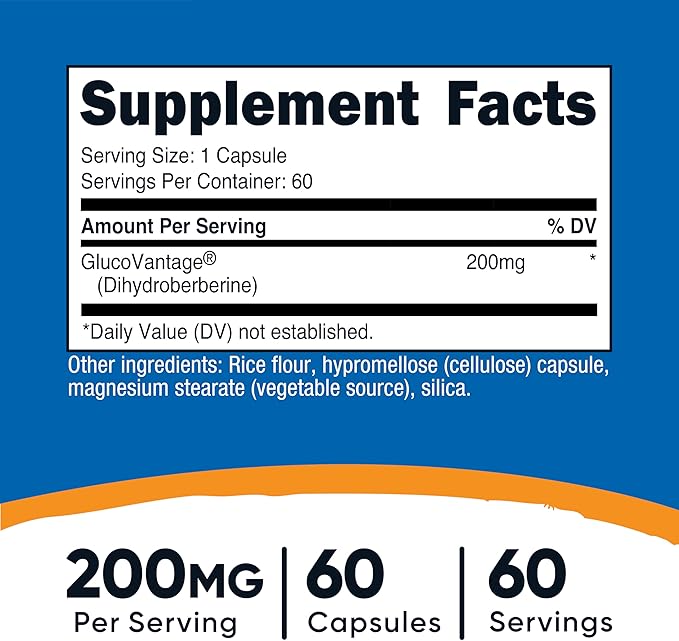 Nutricost Dihydroberberine Capsules (200mg 60 Capsules) - More Bioavailable Metabolite of Berberine