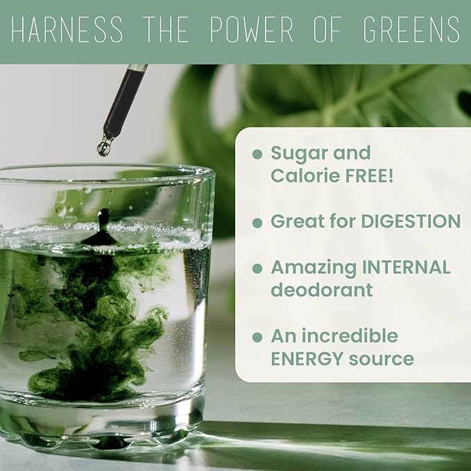 Philosophie Liquid Chlorophyll Sunshine Drops for Water | Organic Chlorophyll Drops with Mint for Detox Internal Deodorant &amp Energy Boost | Natural Vegan Supplement Non-GMO 2oz