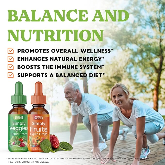 Simply Nature's Pledge - Fruit and Vegetable Supplements - Liquid Drops - Made with Whole Food Superfoods Packed Vitamins &amp Minerals - Soy Free - Made in The USA