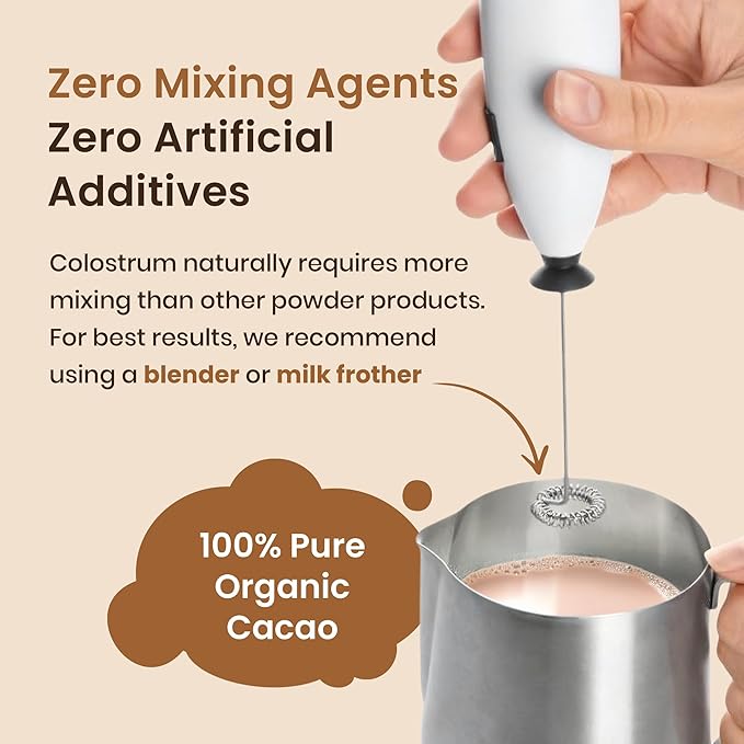 Organic Chocolate 4000mg Grass Fed Bovine Colostrum Powder + Probiotics Colostrum Supplement for Kids &amp Adults with Immunoglobulins (220.98 Grams)