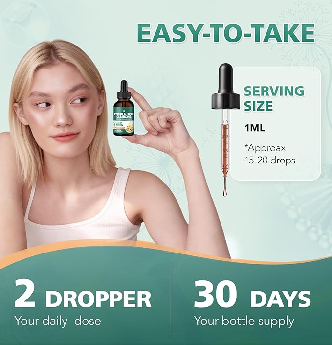 Liposomal Lymphatic Drainage Drops: 23 in 1 Lymphatic Drainage Supplements Rich in Echinacea ArtichokeBurdock RootElderberry for Lymphatic Lungs Liver Cleanse Detox &amp Repair 2 fl oz