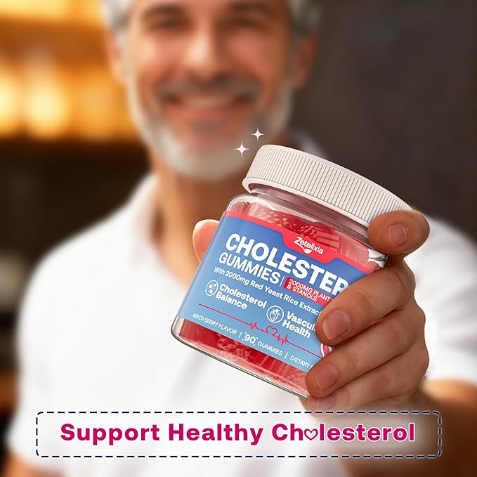 Cholesterol lowering Supplements Gummies Cholesterol Gummies with Plant Sterols &amp Stanols Red Yeast Rice Lower Cholesterol Naturally – Vegan Non-GMO Mixed Berry Flavor 90Ct