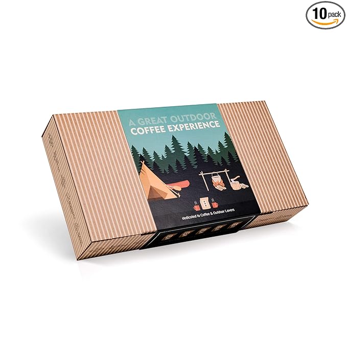 Gourmet Outdoor Coffee Gift Set for Men &amp Women - 10 World's Finest Single Origin Specialty &amp Organic Coffees in Innovative Brewers | Sampler Box for Coffee Lover to Brew &amp Enjoy Anytime