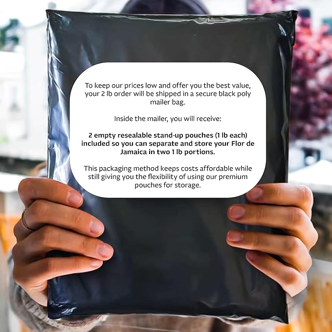 2LB Whole Dried Hibiscus Flowers (Flor de Jamaica) for Hibiscus Tea &amp Mexican Agua Fresca | Natural Non-GMO No Preservatives | Includes Resealable 1lb Stand-Up Pouches | Sabor Orgánico