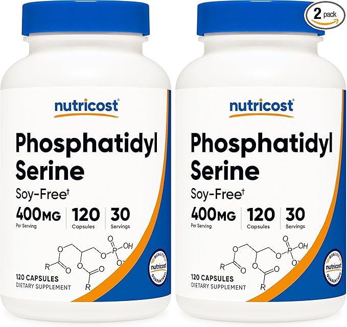 Nutricost Phosphatidylserine 400mg 120 Capsules - Soy Free 30 Servings Vegetarian Friendly Non-GMO Gluten Free (Pack of 2)