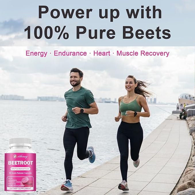 Beet Root Capsules - 1300mg Organic Pure Beetroot Beets Powder 60 Capsules-30 Days Supply | Natural &amp Vegan Supplement