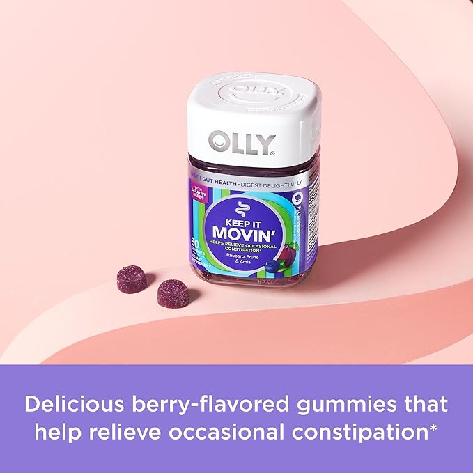 OLLY Muscle Recovery Sleep Gummies with Melatonin Tart Cherry &amp Vitamin D Constipation Relief Gummies with Rhubarb Prunes &amp Amla - 40 &amp 30 Count