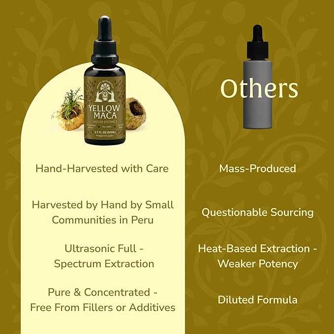 Yellow Maca Extract 50ml – Maca Root Liquid Drops | Peruvian Energy &amp Hormonal Support | Vegan Non-GMO Clean Plant-Based Formula for Focus Mood Vitality &amp Wellness– 50 Servings