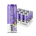 Wet Hydration | Functional Wellness Water Non-Carbonated - Blackberry Melon (12 Ounce Cans Pack of 12) - Flavored Water Hydration Drink No Sugar No Artificial Ingredients Zero Calories (Packagin