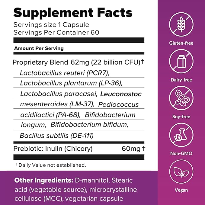 BiotiQuest Sugar Shift Probiotic | Helps Decrease Sugar &amp Carb Cravings and Supports Digestive Balance | 22 Billion CFU | Non-GMO Gluten-Free &amp Vegan | 60 Servings