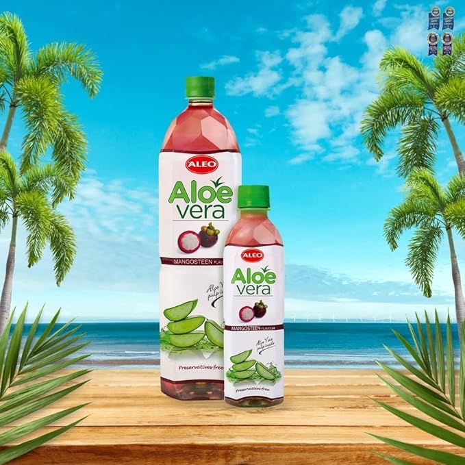ALEO 0.5L x 24 Premium Mangosteen Aloe Vera Drink - Natural No Preservatives No Artificial Colors Superior Taste Award 2025
