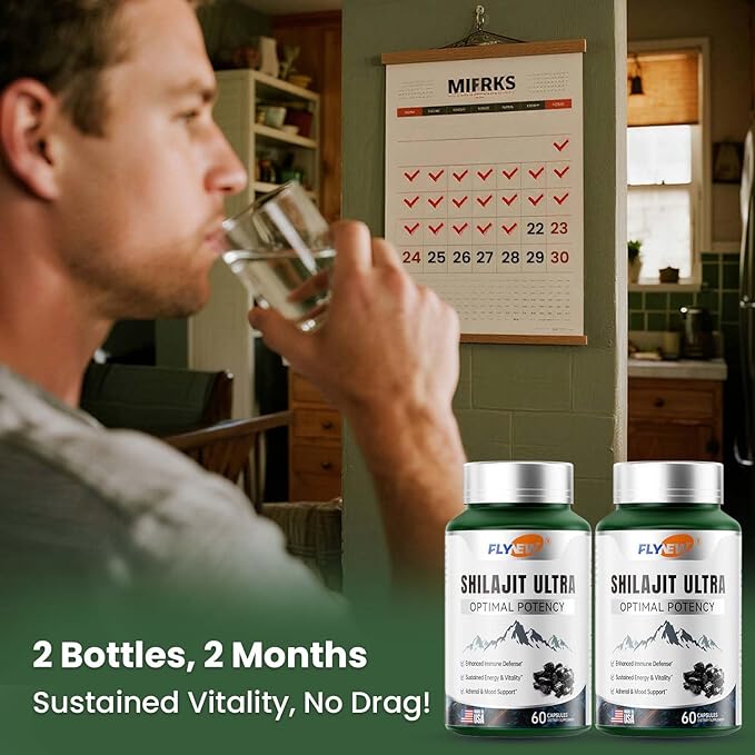 Shilajit for Men Women Shilajit with Naturally Fulvic Acid &amp L-Arginine Himalayan Shilajits for Extra Power Stamina &amp Immune Support Non-GMO Made in USA 2 Pack 60 Capsules Per Bottle