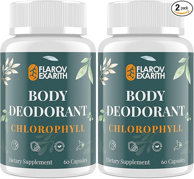 Women's Body Deodorizing Supplement – Chlorophyll Capsules for Body Odor Fresh Breath &amp Gut Detox for Social Confidence – Vegan with Matcha Green Tea Apple Cider Vinegar
