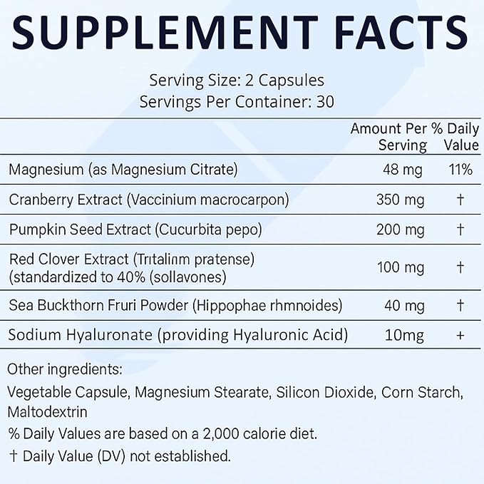 Lovy Urocontrol Capsules Bladder Health Supplement Maximum Strength Formula with Magnesium Cranberry Pumpkin Seed Red Clover Sea Buckthorn Fruit Powder Non-GMO Gluten Free 60 Capsules (1)