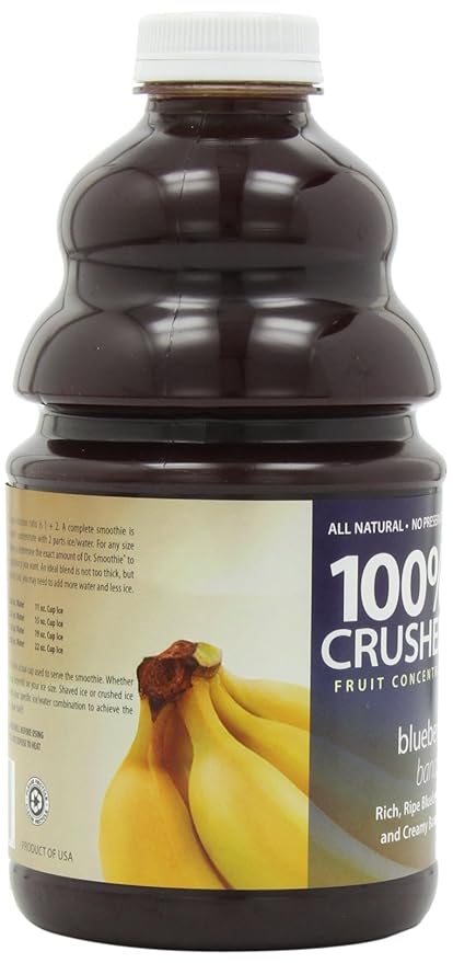 Dr. Smoothie 100% Crushed Fruit Smoothie Blueberry Banana 46-Ounce Bottles (Pack of 2)