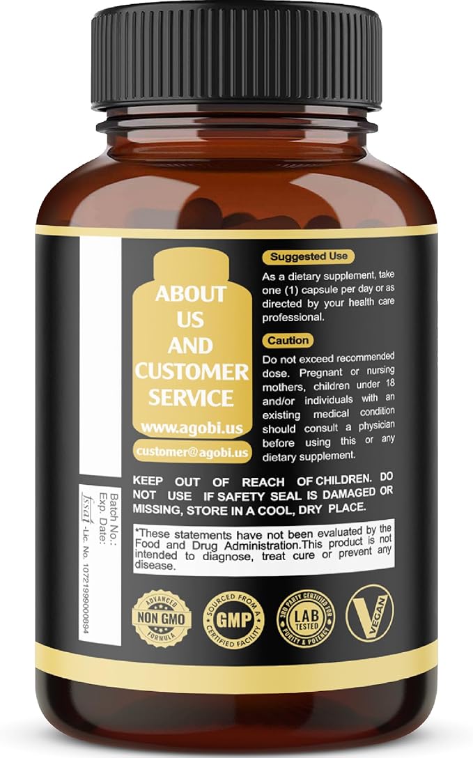 5in1 Premium Ashwagandha Capsules - Added Turmeric Rhodiola Rosea Ginger Black Pepper - 180 Caps for 6 Months