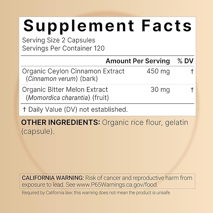 NatureBell 2 Pack Ceylon Cinnamon with Bitter Melon 240 Capsules | Made with Organic Sri Lanka Ceylon Cinnamon and Organic Bitter Melon | Non-GMO cGMP Certified