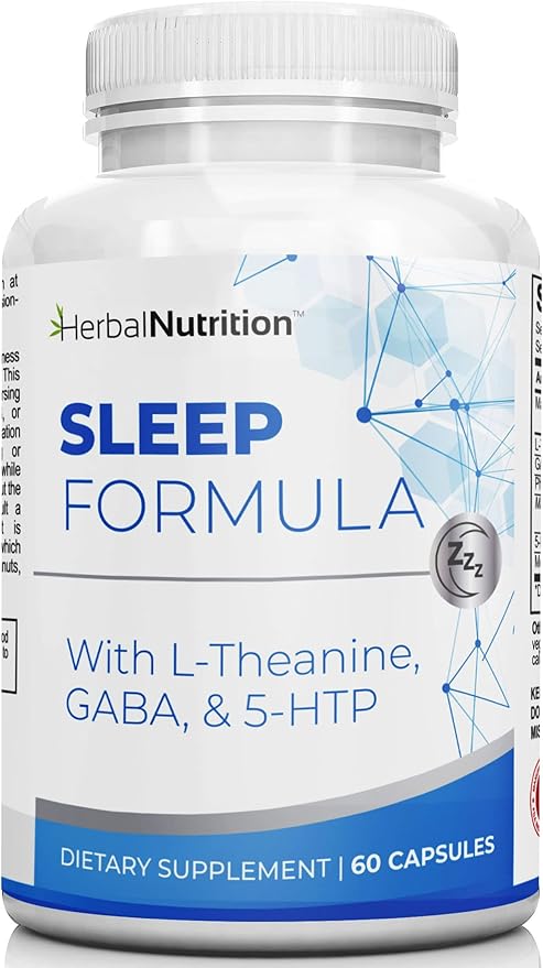 Herbal Nutrition Sleep Support Supplement Sleep Formula is a Multi-Ingredient Sleep Supplement with Melatonin GABA L-Theanine and More Sleep Like You are on Cloud 9! One 60 Ct Bottle